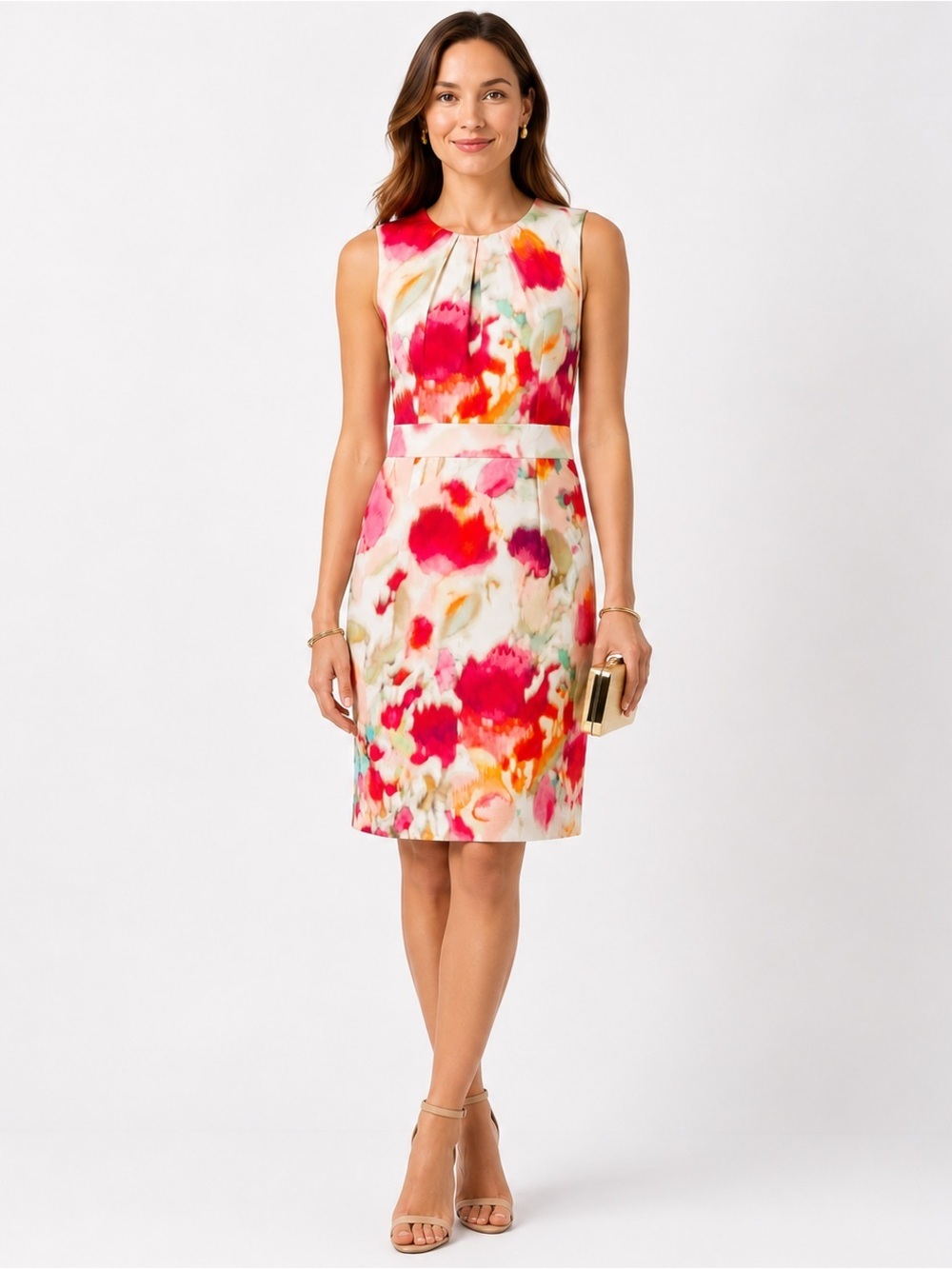 Kate Spade Bowden Sheath Dress Sleeveless Watercolor Floral Size 6 Pink White